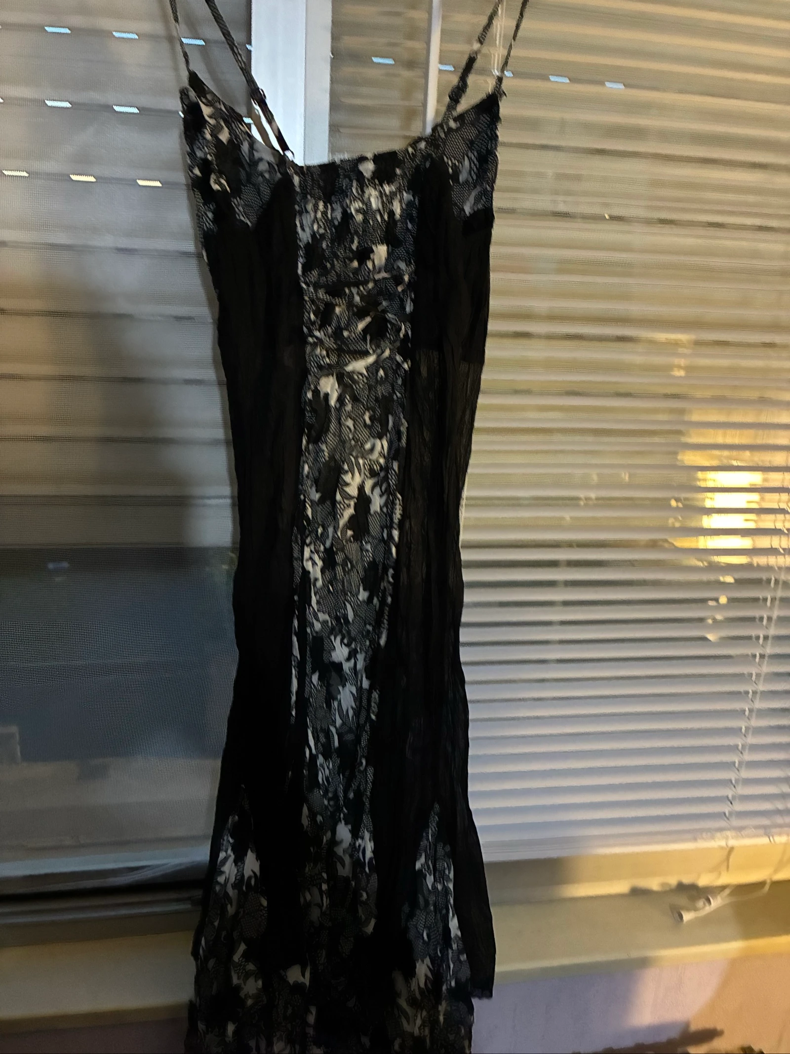 Patrice Bréal elegant black and white floral lace long dress size 38 – photo 6